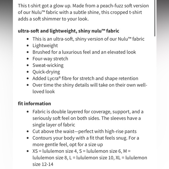 Lululemon Wundermost Ultra-Soft Nulu crewneck cropped t-shirt - shine - Picture 7 of 13